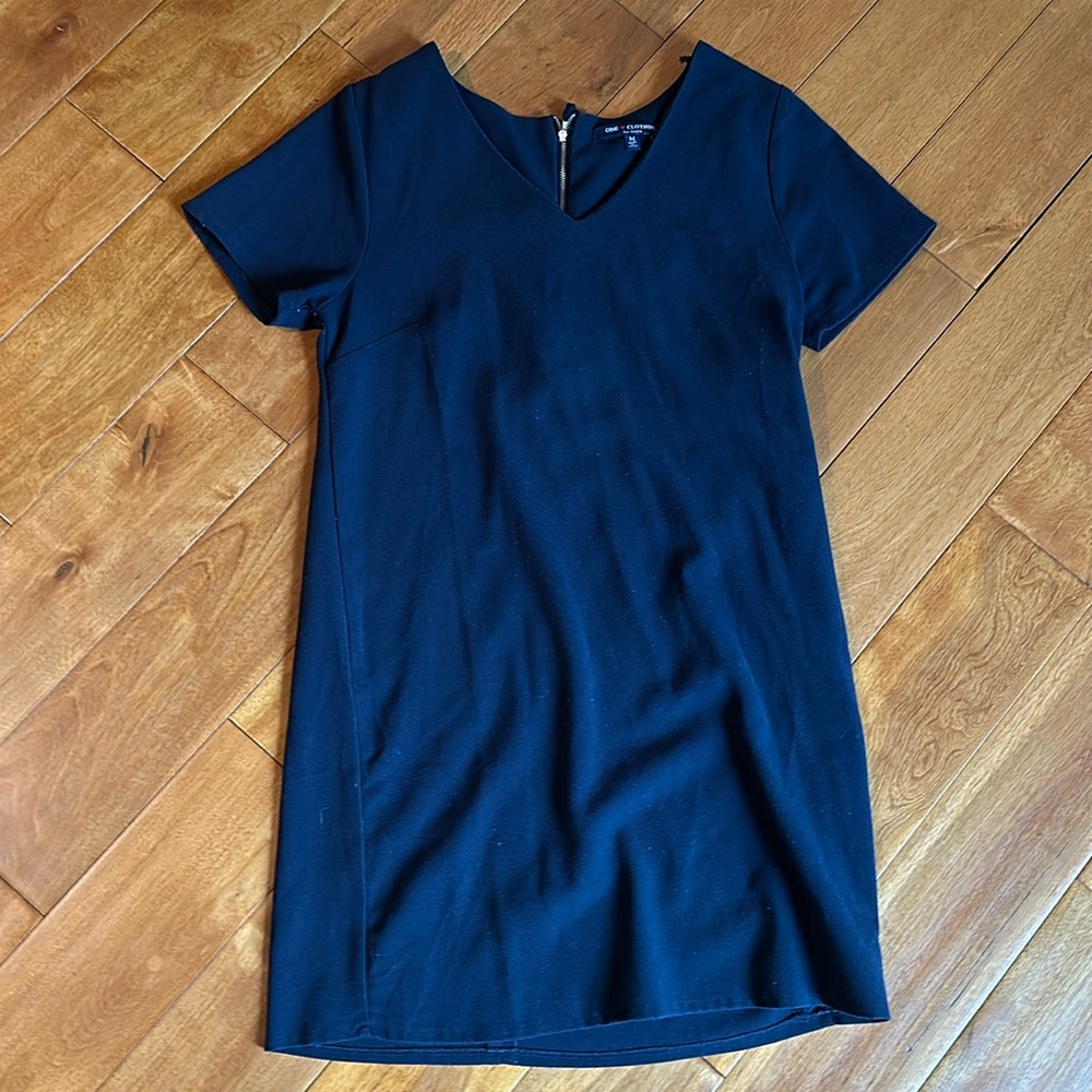 Navy v neck dress